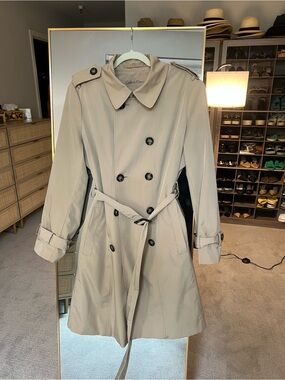 Calvin Klein Beige Double-Breasted Trench Coat with Belt